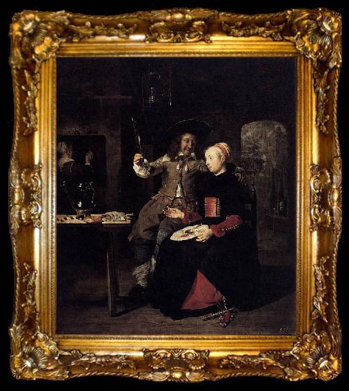 framed  Gabriel Metsu Portrait of the Artist with His Wife Isabella de Wolff in a Tavern, ta009-2